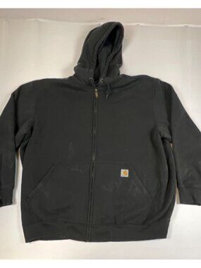 Carhartt Mens XL Rain Defender Loose Fit Black Full Zip Hoodie Work Jacket